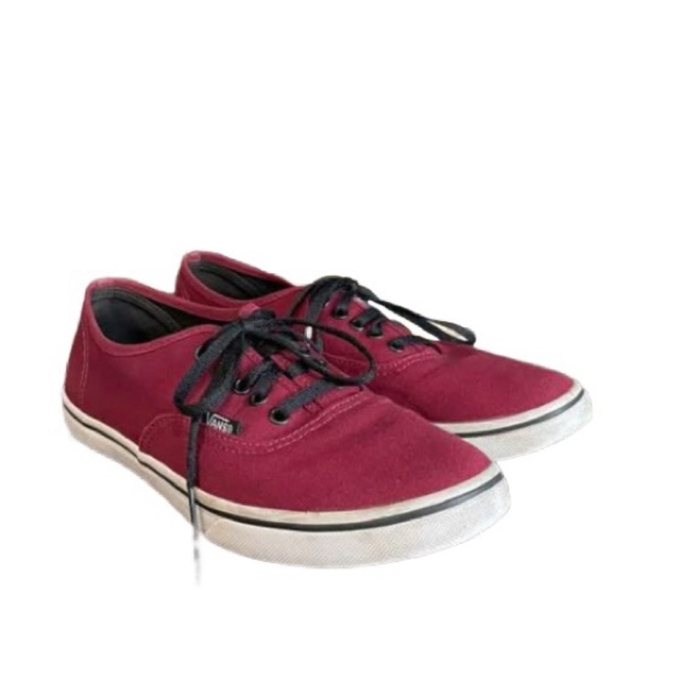 Vans Maroon Canvas Shoes with Black Accents